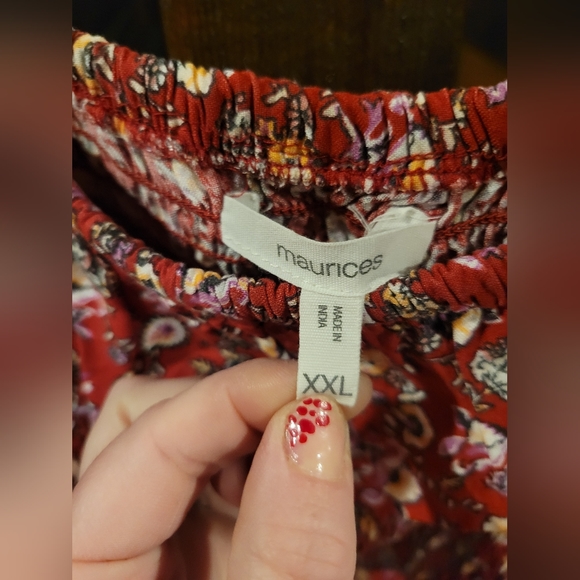 Maurices Red Mixed Print Smocked Top XXL - Picture 3 of 5